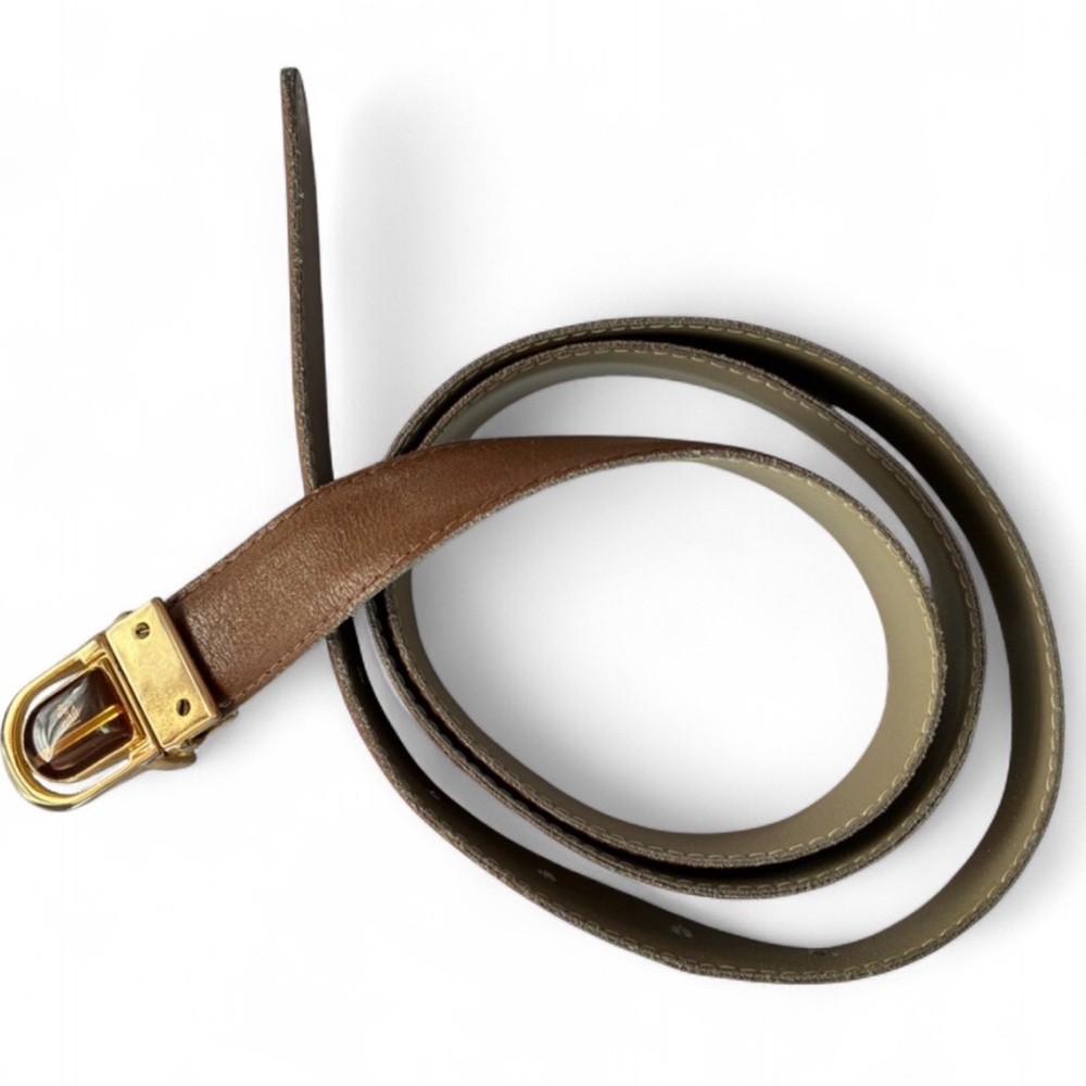 Italian Vera Pelle Genuine Leather REVERSIBLE Belt with Gold Buckle Vintage